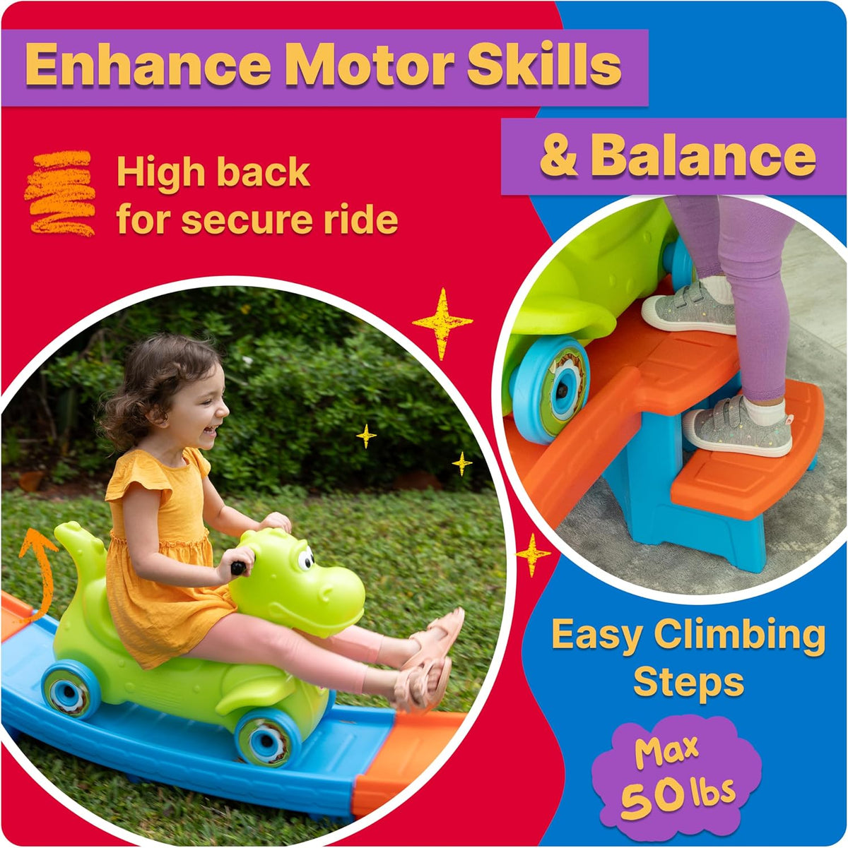 Dino Dash Up & Down Roller Coaster Kids Ride Toy